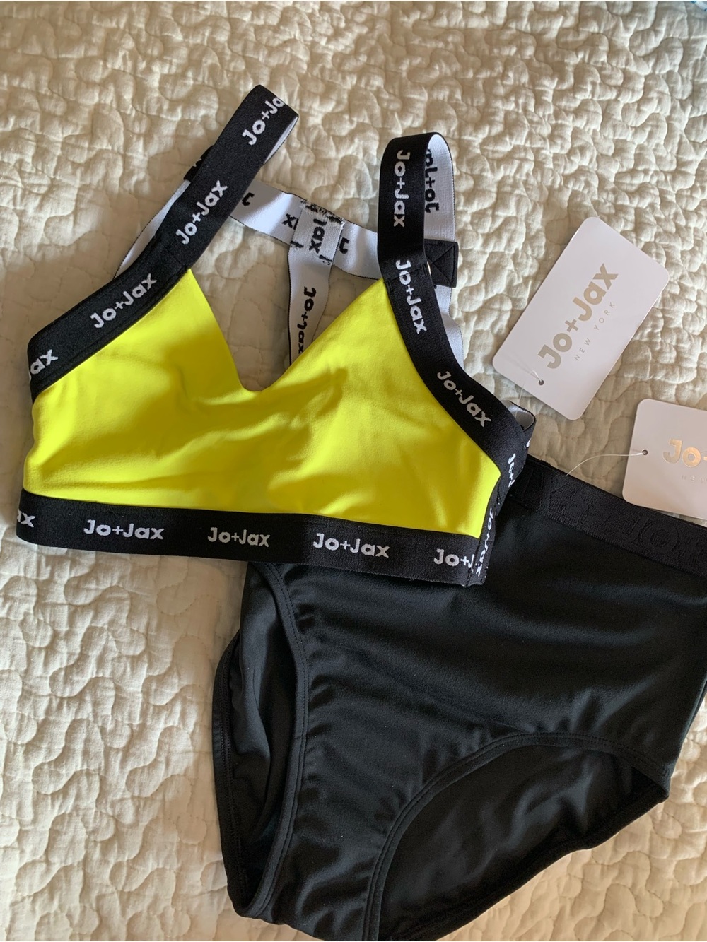 Jo + Jax Roxy set Highlighter Yellow and Black Youth Large NWT